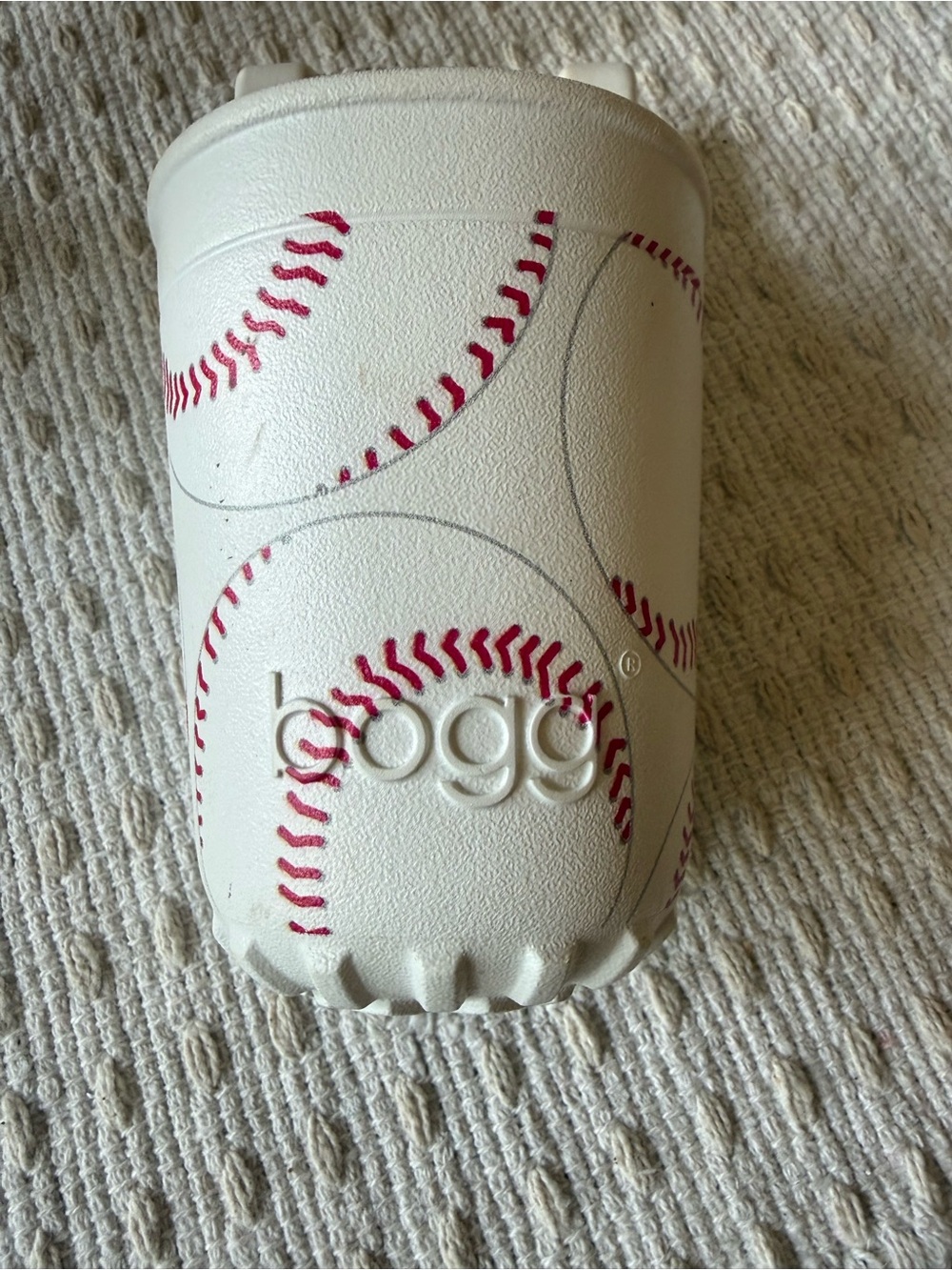 Bogg bag Baseball Print Cup Holder in White with Red Stitching